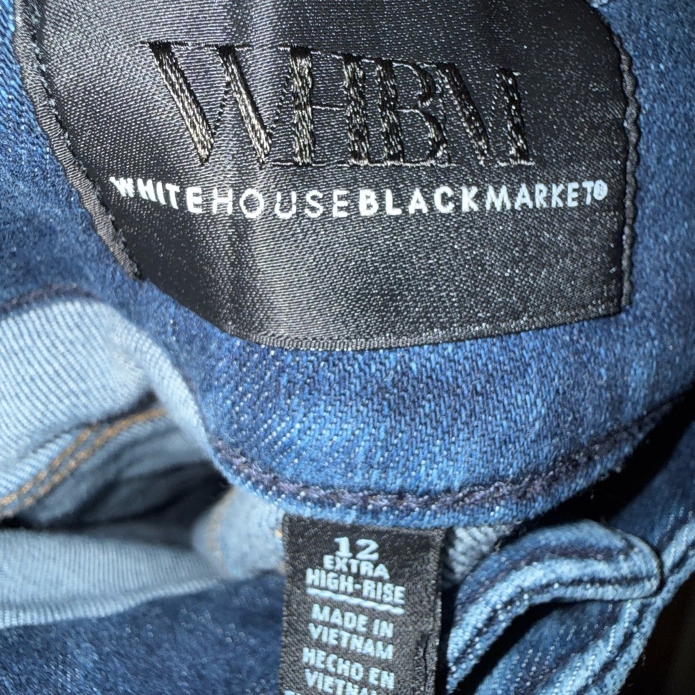 White House Black Market Dark Blue Belted Cropped Jeans - Picture 6 of 6